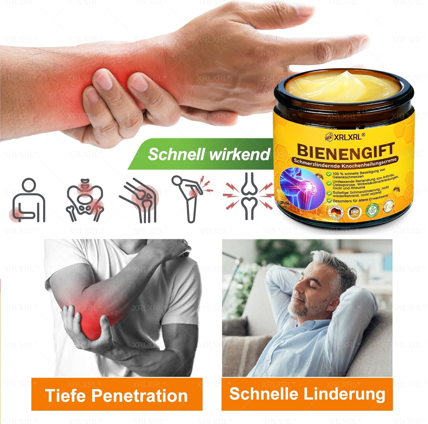 XRLXRL® Bienengift Schmerzstillende Knochenheilungscreme ✨LETZTER TAG 80 % RABATT