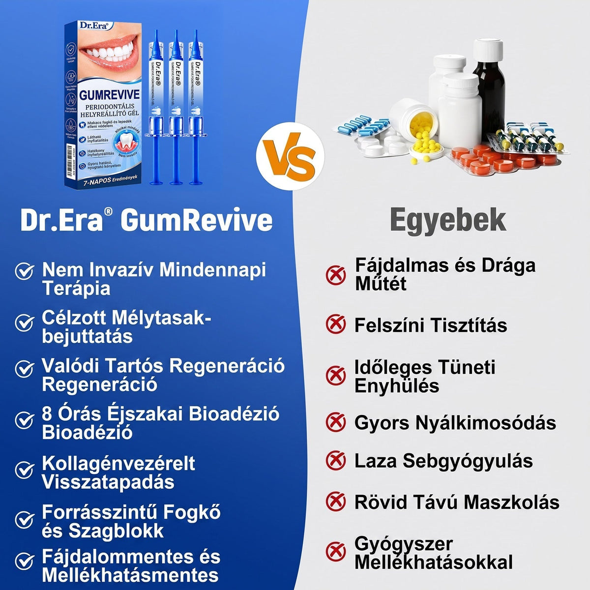 🦷 Dr.Era® GumRevive fogíny- és parodontális regeneráló gél 📬— Célzott ápolás az ínyszélen lepedék, fogszuvasodás, fogágyproblémák, kellemetlen lehelet és meggyengült fogak esetén | Precízen alkalmazható, leöblítést nem igénylő szájápoló formula