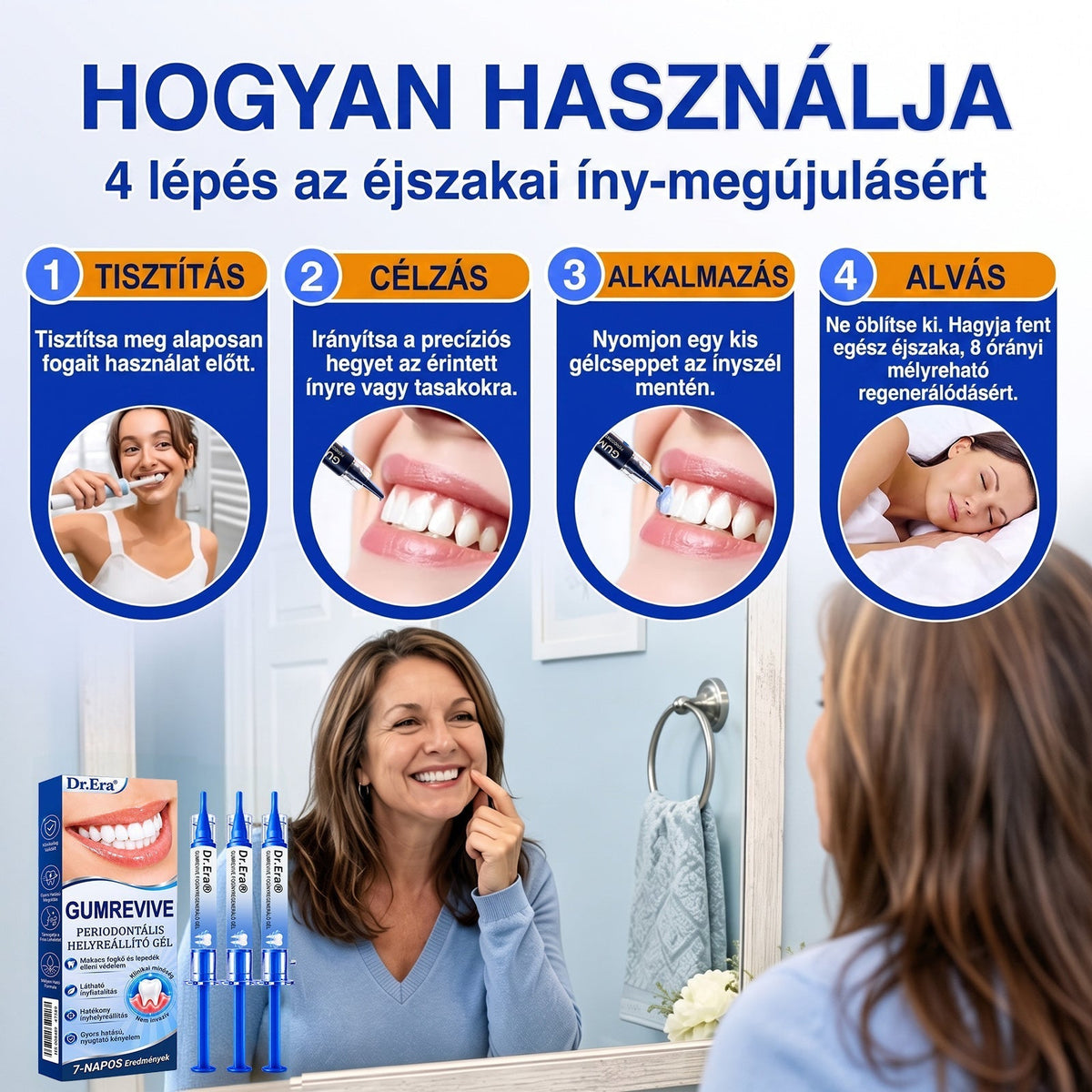 🦷 Dr.Era® GumRevive fogíny- és parodontális regeneráló gél 📬— Célzott ápolás az ínyszélen lepedék, fogszuvasodás, fogágyproblémák, kellemetlen lehelet és meggyengült fogak esetén | Precízen alkalmazható, leöblítést nem igénylő szájápoló formula