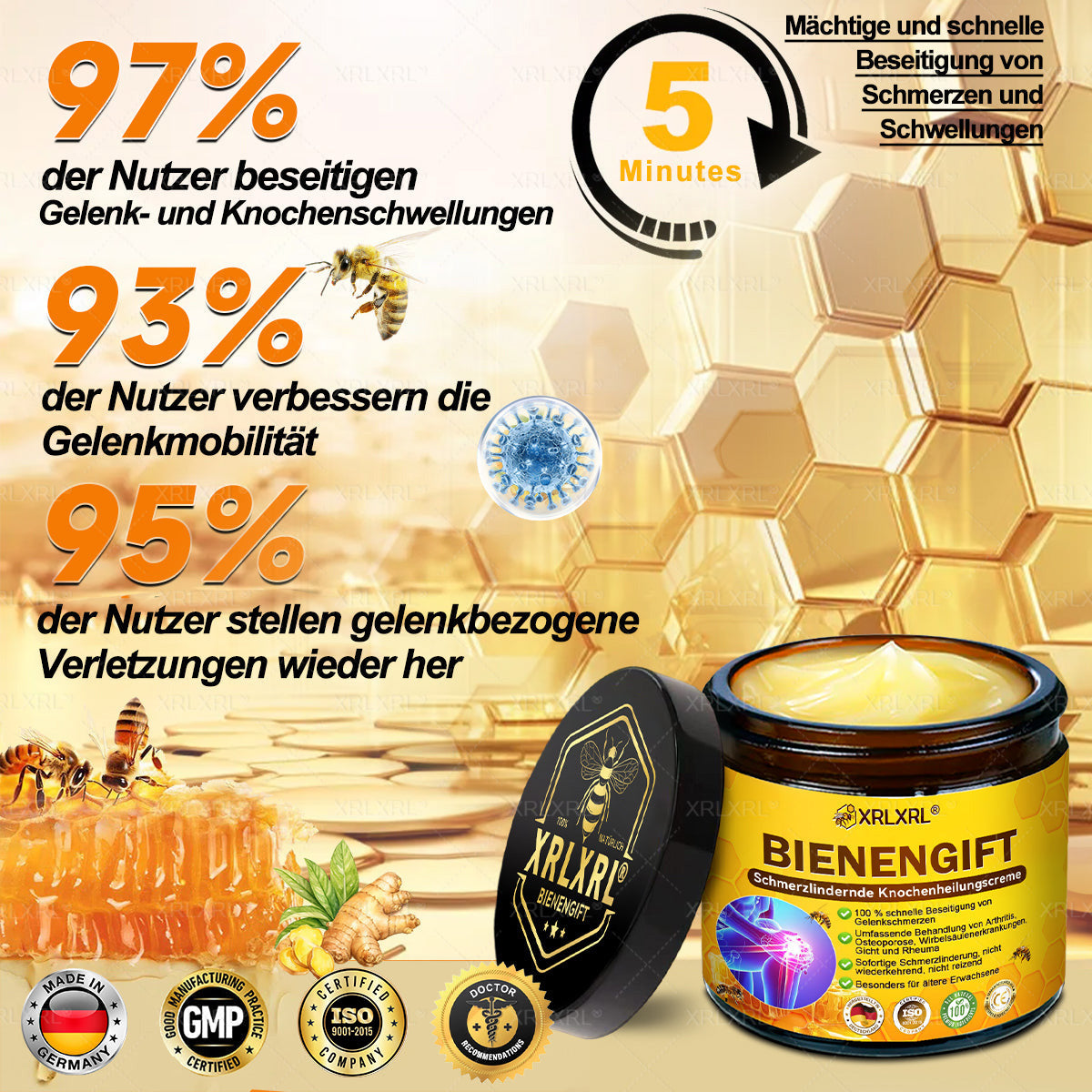 XRLXRL® Bienengift Schmerzstillende Knochenheilungscreme ✨LETZTER TAG 80 % RABATT