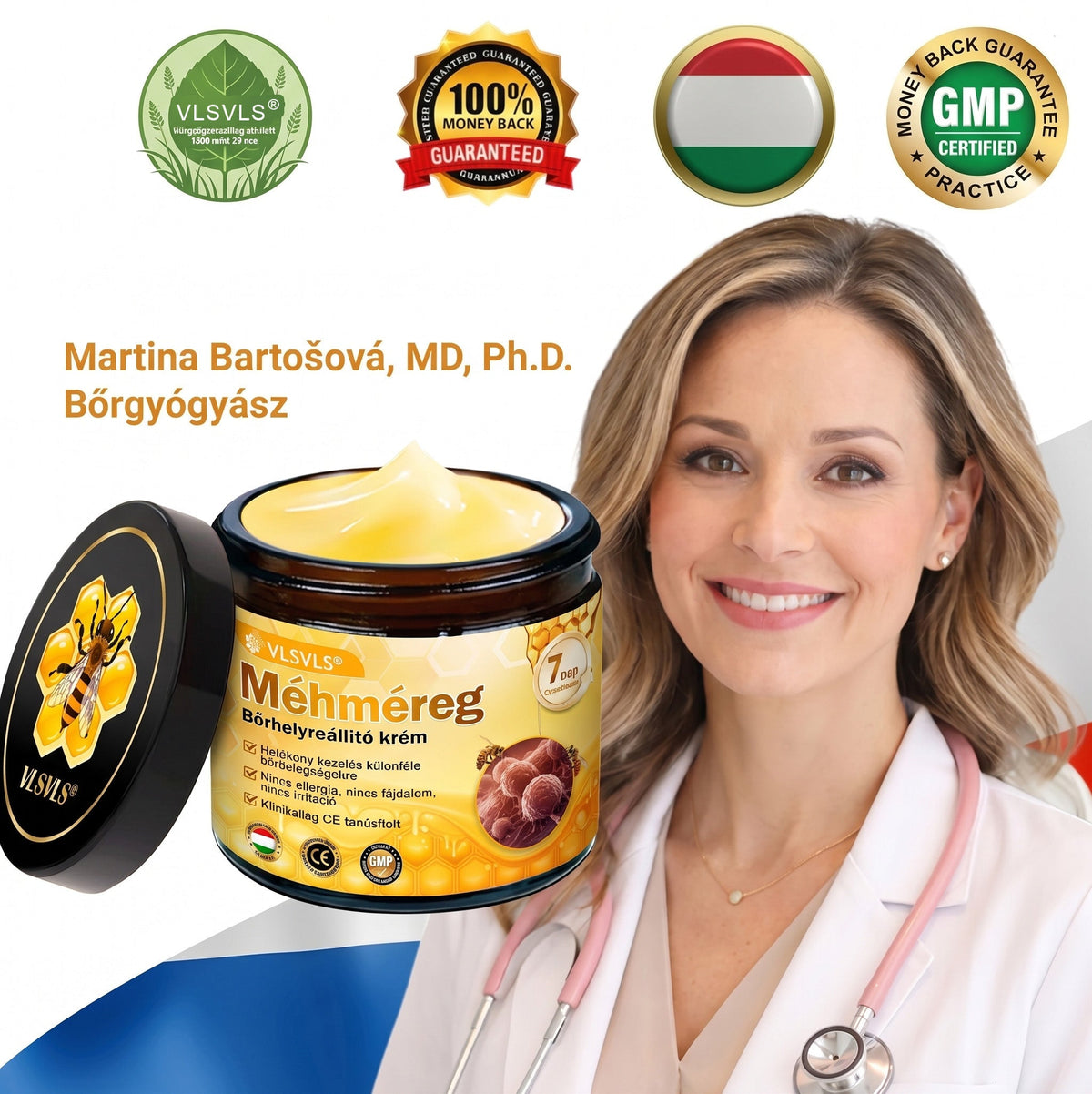 🔹 𝑽𝙇𝙎𝑽𝑳𝑺® Méhméreg Bőr Helyreállító Krém (💖CE Tanúsítvány)👍✅