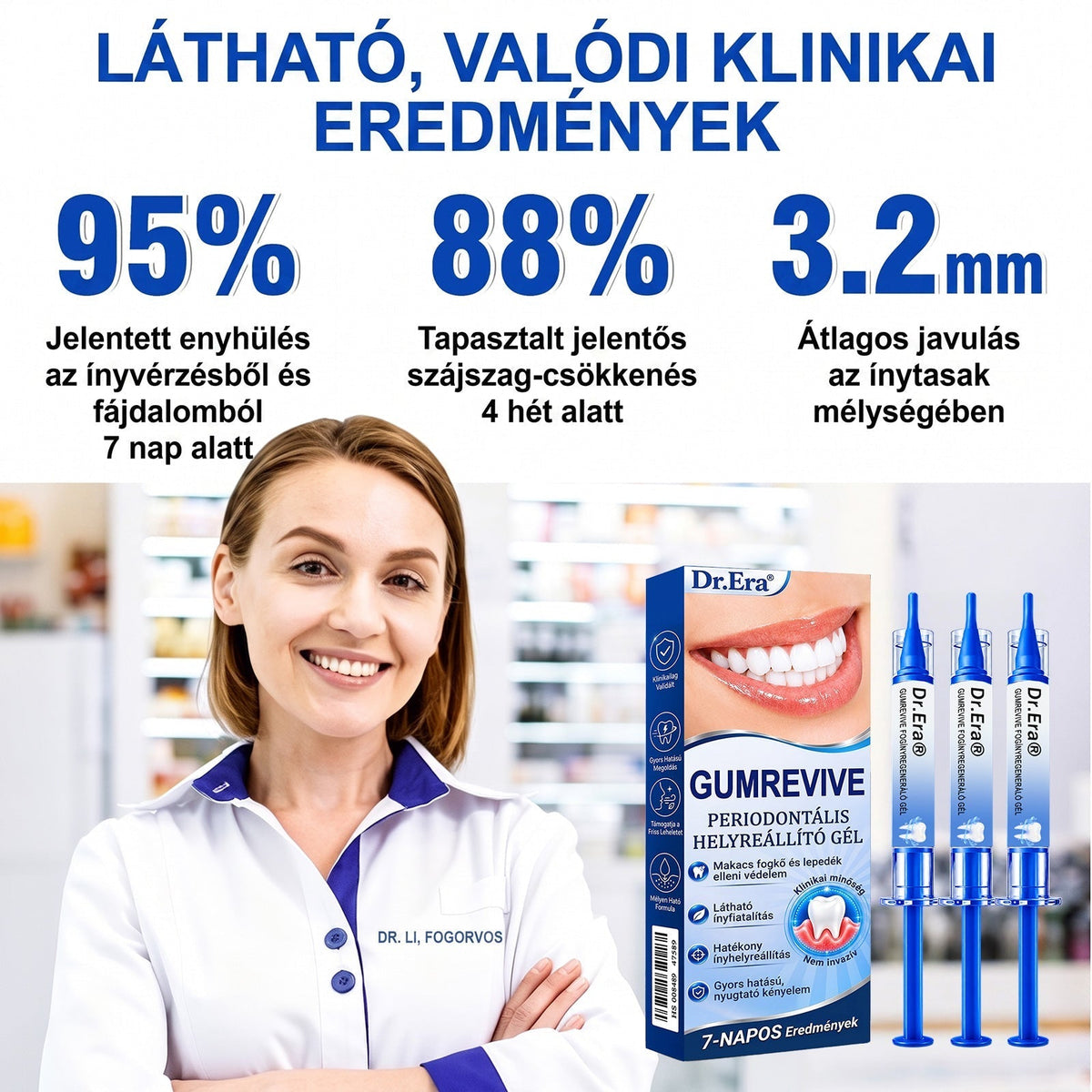 🦷 Dr.Era® GumRevive fogíny- és parodontális regeneráló gél 📬— Célzott ápolás az ínyszélen lepedék, fogszuvasodás, fogágyproblémák, kellemetlen lehelet és meggyengült fogak esetén | Precízen alkalmazható, leöblítést nem igénylő szájápoló formula